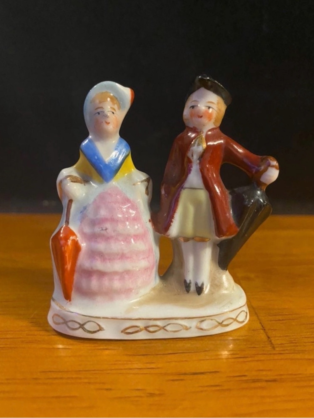 Vintage Porcelain Figurine Couple - Pink and Red